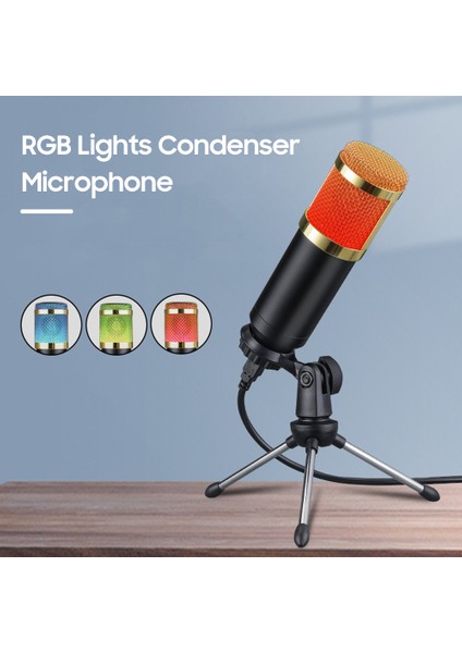 USB Kondansatör Mikrofonu Rgb Işıkları Tak ve Çalıştır (Yurt Dışından)