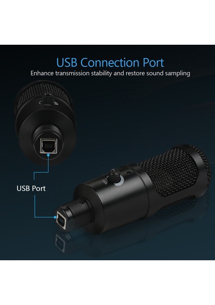 Kondansörlü USB Mikrofon, Karaoke Kaydı Için Tak ve Çalıştır (Yurt Dışından)