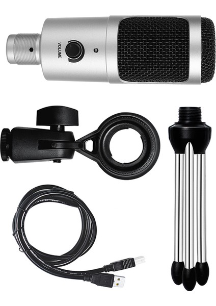 Kondansörlü USB Mikrofon, Karaoke Kaydı Için Tak ve Çalıştır (Yurt Dışından)