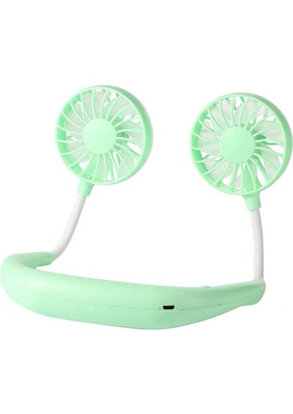 Boyun Asılı USB Şarjlı Öğrenci Sessiz Ataletli Yeşil Taşınabilir Fan (Yurt Dışından)