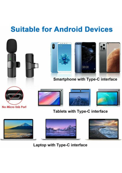 iPhone ve Android Için Mini Kablosuz Lavyal Mikrofon (Yurt Dışından)