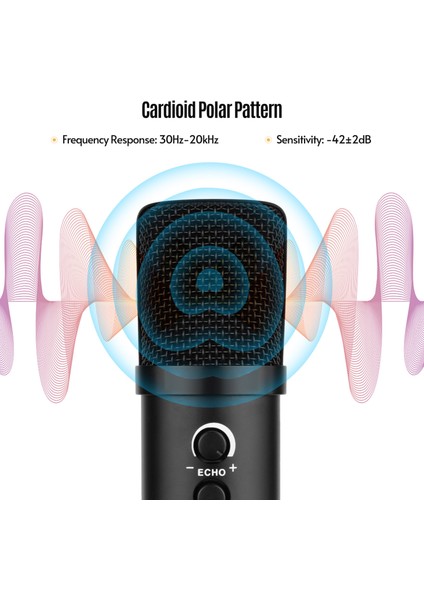 USB Bilgisayar Mikrofonu Müzik Kaydı Için Sessize Alma Gürültü Azaltma (Yurt Dışından)