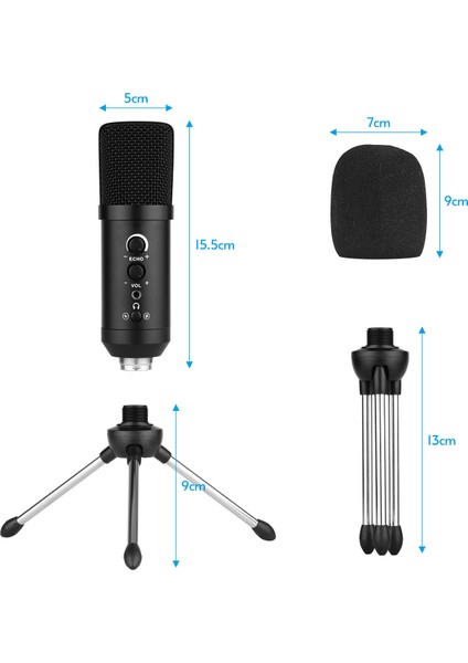 USB Bilgisayar Mikrofonu Müzik Kaydı Için Sessize Alma Gürültü Azaltma (Yurt Dışından)