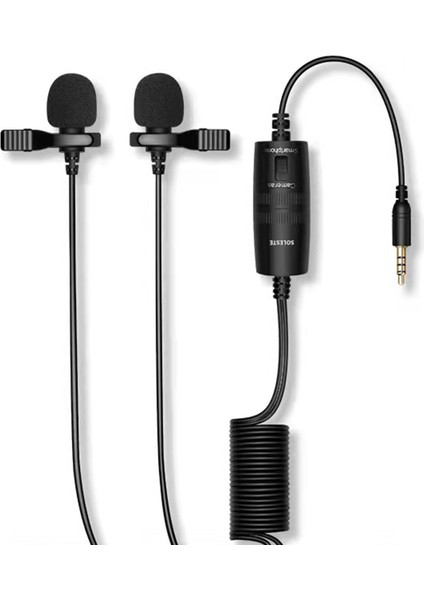 Soleste 6 Metre Kablolu 3.5mm Lavalier Mikrofon Akıllı Telefon ve Slr Kamera Kullanımı Için Depolama Çantası ve Ses Adaptörü (Yurt Dışından)