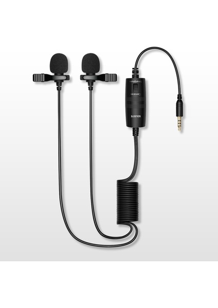 Soleste 6 Metre Kablolu 3.5mm Lavalier Mikrofon Akıllı Telefon ve Slr Kamera Kullanımı Için Depolama Çantası ve Ses Adaptörü (Yurt Dışından)