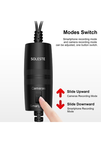 Soleste 6 Metre Kablolu 3.5mm Lavalier Mikrofon Akıllı Telefon ve Slr Kamera Kullanımı Için Depolama Çantası ve Ses Adaptörü (Yurt Dışından)