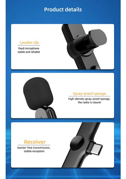 Videolar ve Podcastlar Için Kablosuz Bluetooth Kıskaçlı Lavalier Mikrofon (Yurt Dışından)