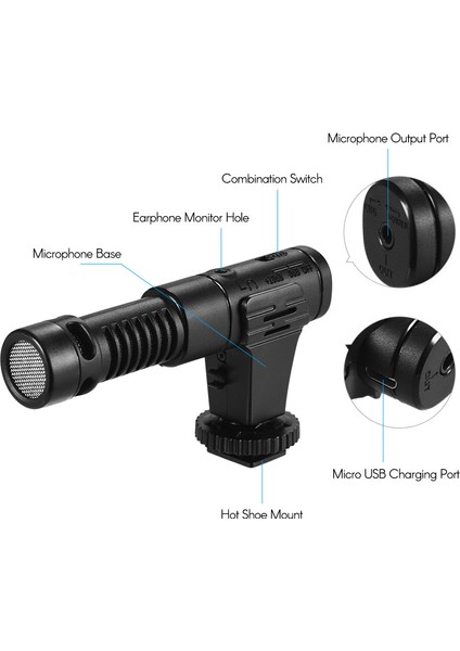 Dslr Kameralı Telefon Minik Mikrofon Süper Kardiyal Yakalama Kulaklık Monitör Delikli 请 (Yurt Dışından) modelleri