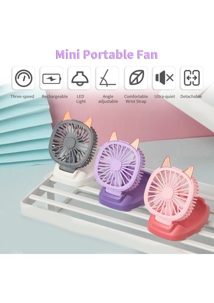Taşınabilir Saat Fanı Renkli LED Işığı Üç Hızlı (Yurt Dışından)
