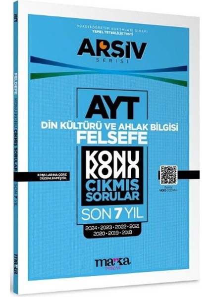 Marka Yayınları Ayt Din Kültürü ve Ahlak Bilgisi - Felsefe Çıkmış Sorular Konu Konu Son 7 Yıl Tıpkı Basım Arşiv Serisi