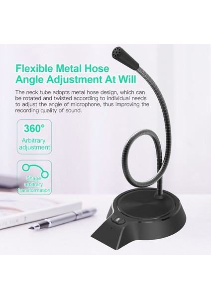 M90 USB Masaüstü Bilgisayar Mikrofonu 360° Yuvarlak Ayarlanabilir Boyun (Yurt Dışından)