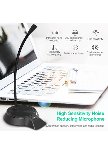 M90 USB Masaüstü Bilgisayar Mikrofonu 360° Yuvarlak Ayarlanabilir Boyun (Yurt Dışından)