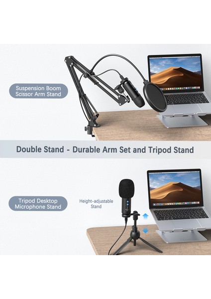 Akış Yayımlama Kaydı Için USB Kondansör Mikrofon Kol Stantı Pop Filtresi (Yurt Dışından)
