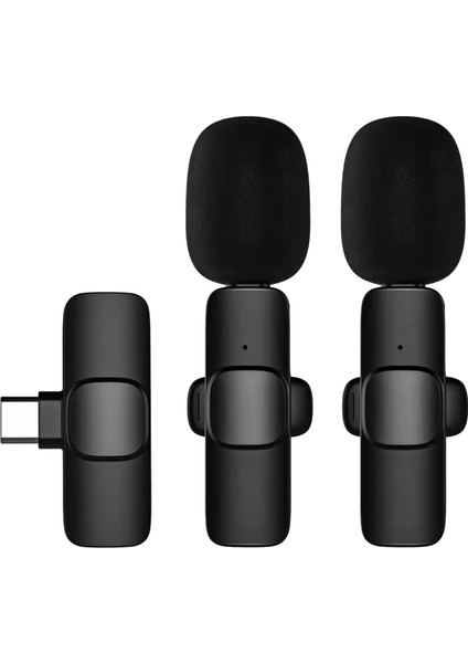 Mini Kablosuz Lavalier Mikrofon 2 Verici 1 Alıcı Yönsüz Yastığı (Yurt Dışından)