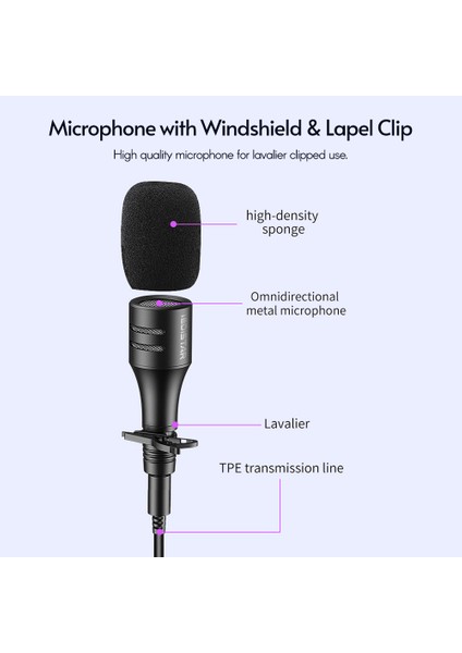 Iedistar Lavalier Cep Telefonu Mikrofonu 3.5mm Priçli Cvc Gürültü Azaltma Köpük Rüzgâr Koruyuculu (Yurt Dışından) fırsatları