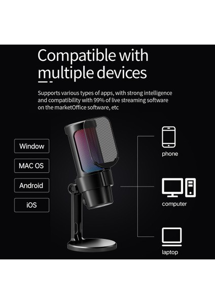 USB Oyun Mikrofonu Rgb Işıklandırma Tak ve Kullan (Yurt Dışından)