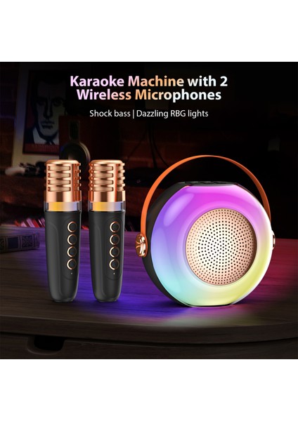 Karaoke Makinası 2 Kablosuz Mikrofonlu Rgb Işık Efektli (Yurt Dışından) fiyatları