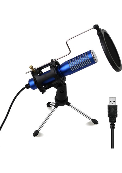Mini USB Kablolu Kondansatör Mikrofonu, Tripod ve Pop Filtresi ile Bilgisayar Oyunları ve Müzik Kaydı Için (Yurt Dışından)