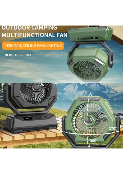 Çok Fonksiyonlu 6 Inçlik Kamp Fanı USB ve Pil ile Çalışan 3 Aydınlatma Modu 3 Ayarlanabilir Hızı (Yurt Dışından)