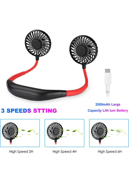 Çift Soğutmalı Taşınabilir USB Şarjlı Boyun Fanı (Yurt Dışından) fırsatları