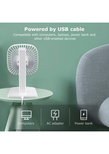 USB Şarj Edilebilir 3 Hızlı Güçlü Hava Akışlı Fan (Yurt Dışından)