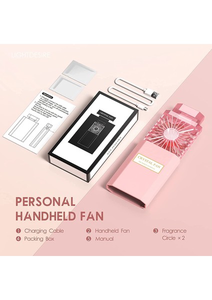 El Tutulabilir Parfüm Disk Fanı Pembe Şarj Edilebilir 3 Hızlı (Yurt Dışından)