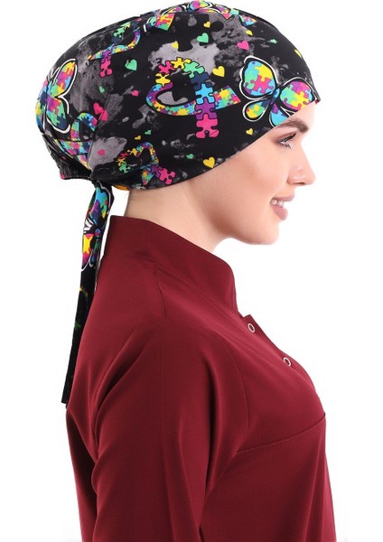 Tesettür Bone - 5007 Siyah Kelebek