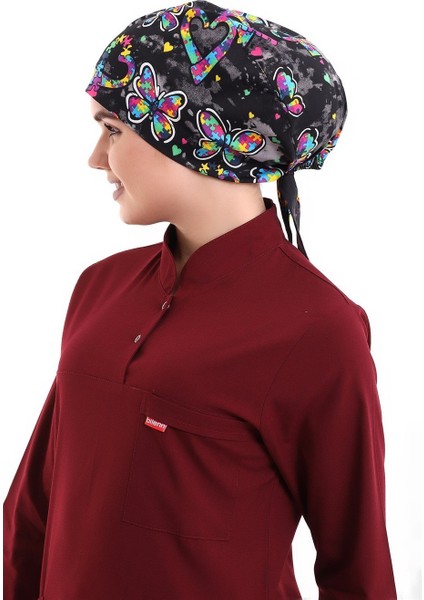 Tesettür Bone - 5007 Siyah Kelebek