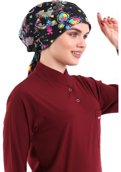Tesettür Bone - 5007 Siyah Kelebek
