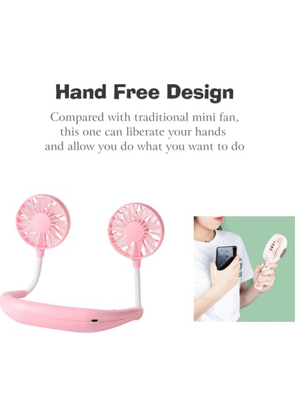 Taşınabilir Mini USB Şarj Edilebilir Boyun Fanı 3 Hız (Yurt Dışından) fırsatları