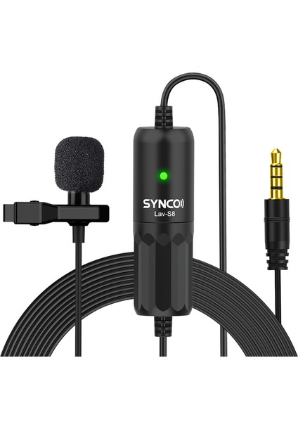 Synco Lav-S8 Lavalier Mikrofon Gürültü Azaltma Otomatik Eşleştirme (Yurt Dışından)