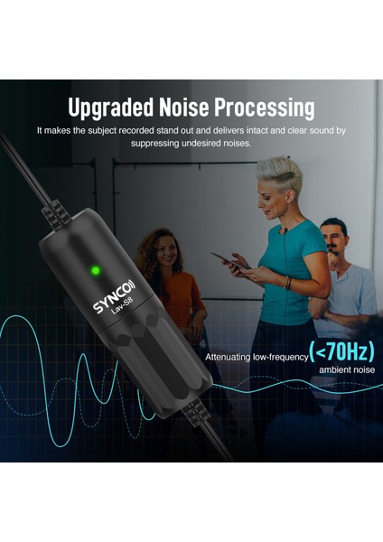 Synco Lav-S8 Lavalier Mikrofon Gürültü Azaltma Otomatik Eşleştirme (Yurt Dışından)