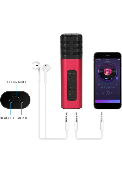 Cep Telefonu Için Gömülü Şarj Edilebilir El Çantası Karaoke Mikrofonu (Yurt Dışından)