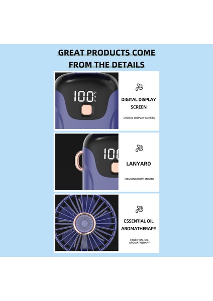 Taşınabilir Mini El Fanı 5 Ayarlı Hızı Sessiz Çalışma (Yurt Dışından) modelleri