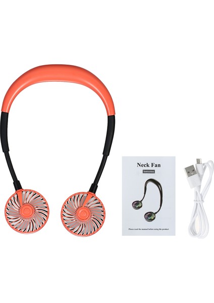 Taşınabilir USB Şarj Edilebilir Boyun Fanı Çift Başlıklı (Yurt Dışından)