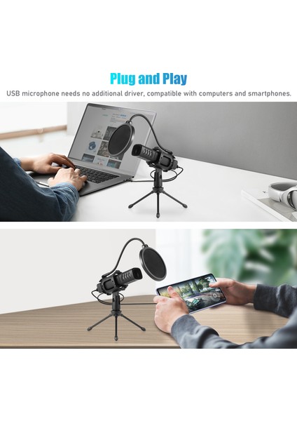 Oyun Akışı Için USB Mikrofonu, Pc ve Akıllı Telefon ile Uyumludur (Yurt Dışından)