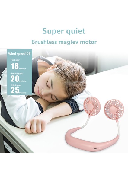 Taşınabilir Boyun Bandı USB Şarj Edilebilir Çift Fan (Yurt Dışından) indirimleri