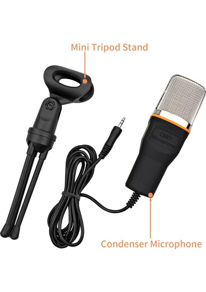 3.5mm 360° Dönebilen Telefon ve Bilgisayar Için Kayıcı Dalı Kablolu Kondansatör Mikrofon (Yurt Dışından)
