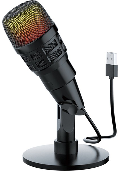 USB Kondansatör Mikrofon, Tak ve Çalıştır, 180 Derece Dönebilen Rgb Işıklandırma (Yurt Dışından)