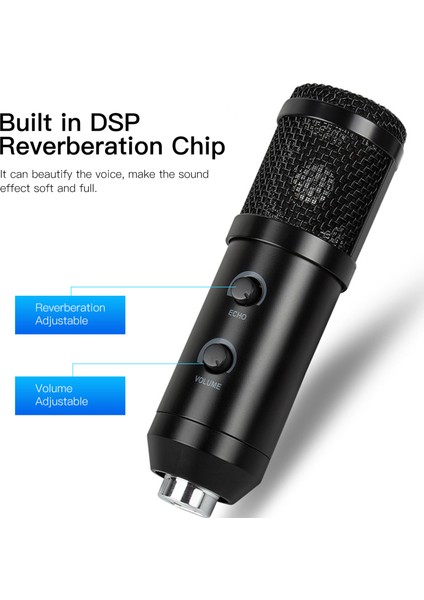 Profesyonel USB Kondansatör Mikrofon Ses Seviyesi ve Reverberasyon Ayarı Tak ve Çalıştır (Yurt Dışından) indirimleri