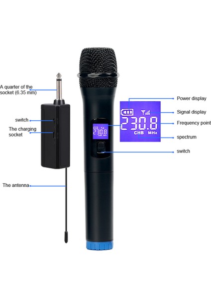 Çift Klı Kablosuz Mikrofon LCD Ekranlı (Yurt Dışından)