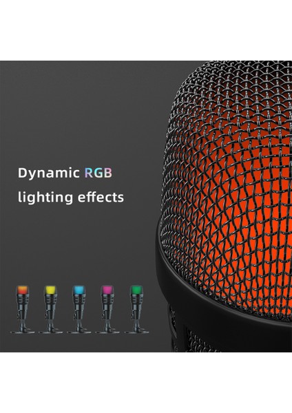 USB Kondansatör Mikrofon, Tak ve Çalıştır, 180 Derece Dönebilen Rgb Işıklandırma (Yurt Dışından)