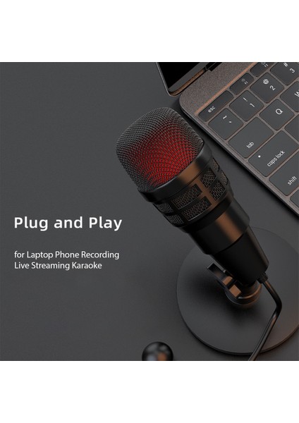 USB Kondansatör Mikrofon, Tak ve Çalıştır, 180 Derece Dönebilen Rgb Işıklandırma (Yurt Dışından)