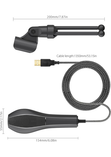Ammoon USB Kablolu Kondansatör Mikrofonu Oynanabilir Kayıt Için Masaüstü Tripodlu (Yurt Dışından)