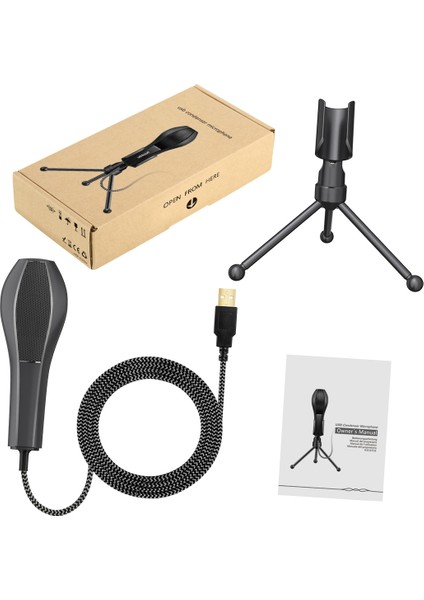Ammoon USB Kablolu Kondansatör Mikrofonu Oynanabilir Kayıt Için Masaüstü Tripodlu (Yurt Dışından)