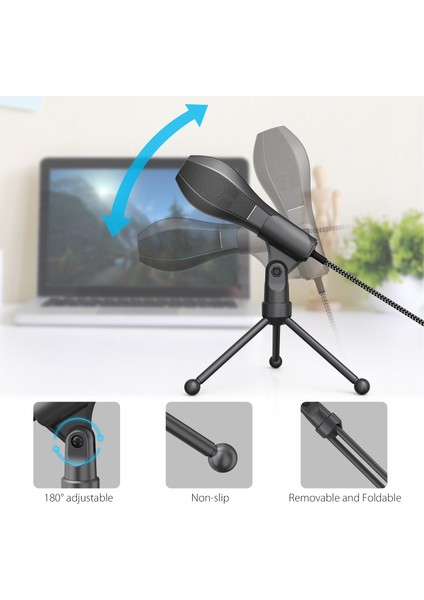 Ammoon USB Kablolu Kondansatör Mikrofonu Oynanabilir Kayıt Için Masaüstü Tripodlu (Yurt Dışından)