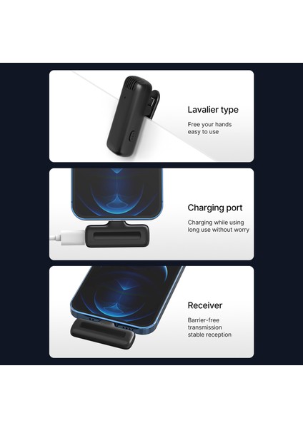 Ulanzi J11 Kablosuz Mikrofon Sistemi 20M Iletim Mesafesi Gömülü Pil iPhone Yerine Geçici (Yurt Dışından) indirimleri