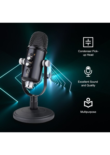Vxmba Masaüstü Mikrofonu Çok Amaçlı USB Kondansatör Ses Kontrolü Sessize Alma Düğmesi (Yurt Dışından)
