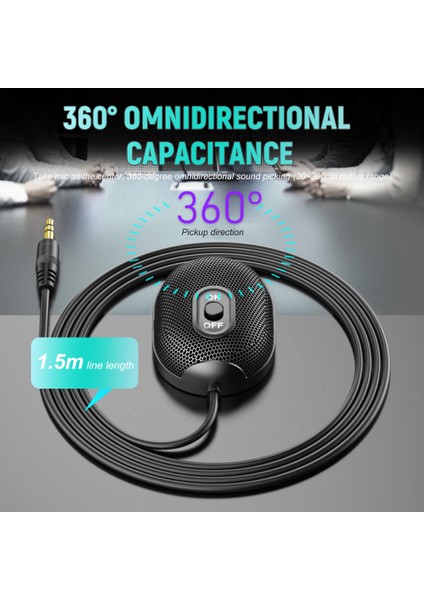 Videokonferans Için 360° Tüm Yönlü Alım USB Kondansatör Mikrofonu (Yurt Dışından)