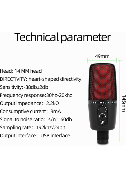Me3 USB Mikrofon Siyah 192KHZ/24BIT Gürültü Azaltma Tak ve Çalıştır (Yurt Dışından)